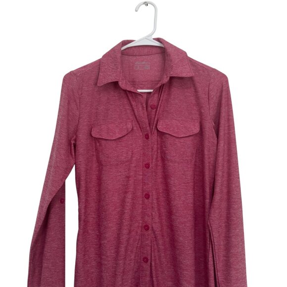 Eddie Bauer Women XS Pink Heather Button-Up Long-Sleeve Shirt Dual Chest Pockets - Picture 7 of 16